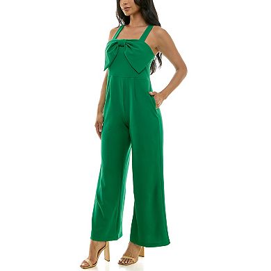 Women's Nina Leonard Large Bow Jumpsuit