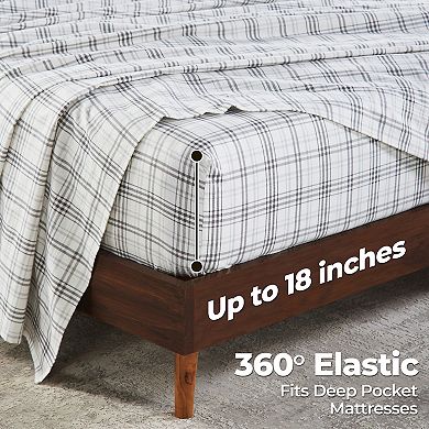 SUPERIOR Plaid Flannel Cotton Deep Pocket Sheet Set