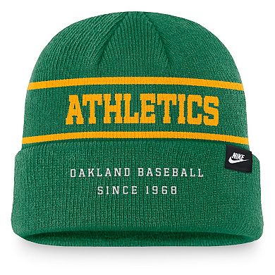 Men's Nike Green Oakland Athletics Cooperstown Collection Rewind Terra Cuffed Knit Hat