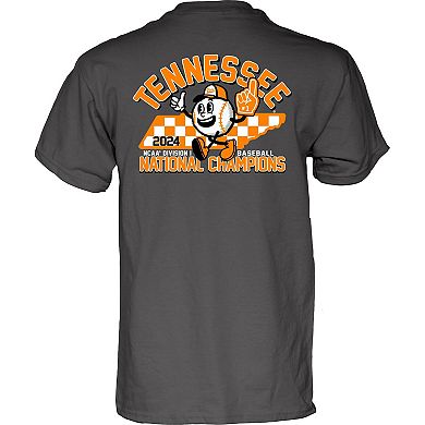 Men's Blue 84  Charcoal Tennessee Volunteers 2024 NCAA Men's Baseball College World Series Champions State Champs T-Shirt