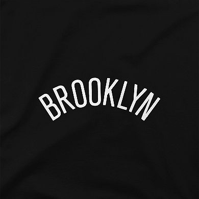 Women's Stadium Essentials  Black Brooklyn Nets Origins Script Cropped Pullover Hoodie