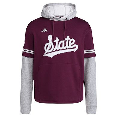 Men's adidas  Maroon Mississippi State Bulldogs Pullover Baseball Jersey Hoodie