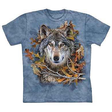 Collections Etc Autumn Foliage And Majestic Wolf Graphic T-shirt