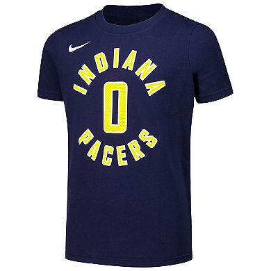 Youth Nike Tyrese Haliburton Navy Indiana Pacers Icon Edition Name & Number T-Shirt