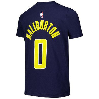 Youth Nike Tyrese Haliburton Navy Indiana Pacers Icon Edition Name & Number T-Shirt