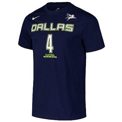 Unisex Nike Jacy Sheldon Navy Dallas Wings 2024 WNBA Draft Name & Number T-Shirt