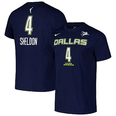 Unisex Nike Jacy Sheldon Navy Dallas Wings 2024 WNBA Draft Name & Number T-Shirt