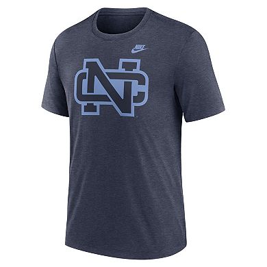 Men's Nike Heather Navy North Carolina Tar Heels Blitz Evergreen Legacy Primary Tri-Blend T-Shirt