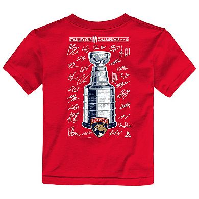 Toddler Fanatics  Red Florida Panthers 2024 Stanley Cup Champions Signature Roster T-Shirt