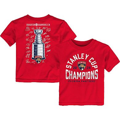 Toddler Fanatics  Red Florida Panthers 2024 Stanley Cup Champions Signature Roster T-Shirt