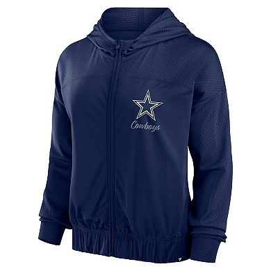 Women's Fanatics Navy Dallas Cowboys Script Lock Full-Zip Hoodie