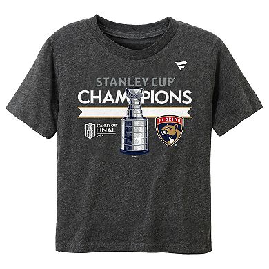 Toddler Fanatics  Heather Charcoal Florida Panthers 2024 Stanley Cup Champions Locker Room T-Shirt