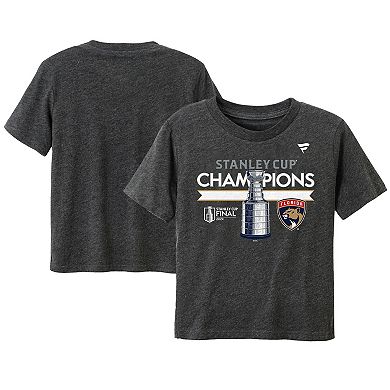 Toddler Fanatics  Heather Charcoal Florida Panthers 2024 Stanley Cup Champions Locker Room T-Shirt