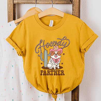 Howdy Partner Dog Youth Short Sleeve Graphic Tee