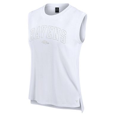 Women's Fanatics White Baltimore Ravens Studio Gym Tank Top