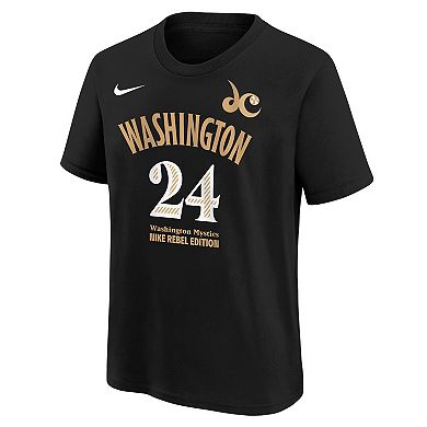 Youth Nike Aaliyah Edwards Black Washington Mystics Draft Rebel Edition Name & Number T-Shirt