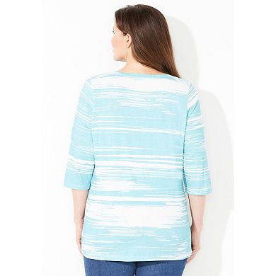 Catherines Women's Plus Size 3/4 Sleeve Seasonal Tee