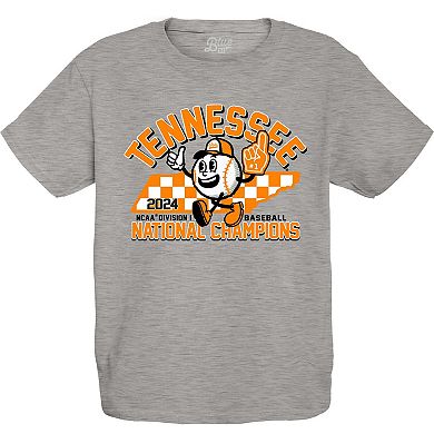 Youth Blue 84 Gray Tennessee Volunteers 2024 NCAA Men's Baseball College World Series Champions Mascot T-Shirt