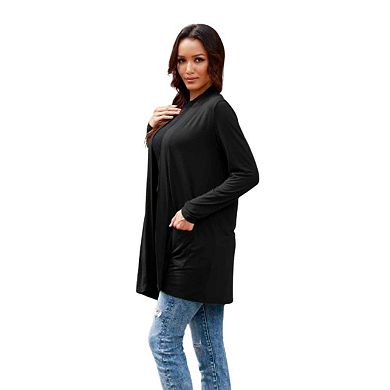 Fashnzfab Full Size Open Front Long Sleeve Cardigan With Pockets