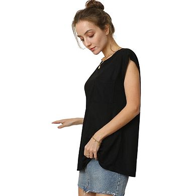 Fashnzfab Round Neck Cap Sleeve T-shirt