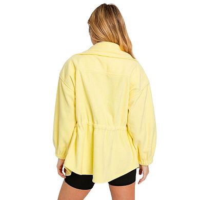 Fashnzfab Zip Up Waist Drawstring Soft Fleece Jacket