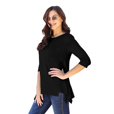 Fashnzfab Full Size Round Neck Pocketed T-shirt