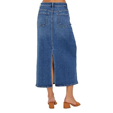 Fashnzfab High Rise Back Slit Denim Skirt