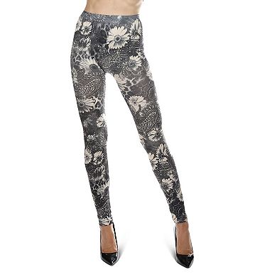 Monochromatic Paisley Floral Leggings