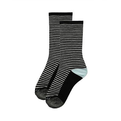 2 Pair Diabetic Dots/stripes Half Cushion Crew Socks