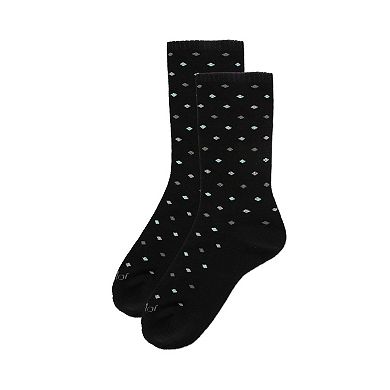 2 Pair Diabetic Dots/stripes Half Cushion Crew Socks