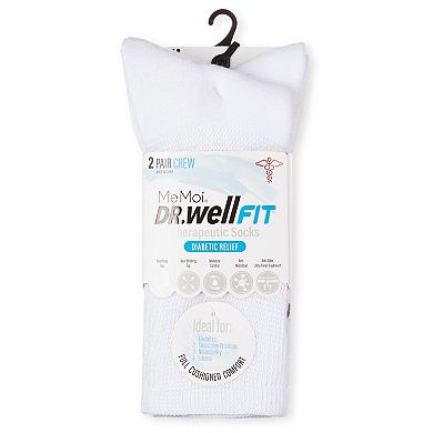 2 Pair Pack Diabetic Full Cushioned Crew Socks