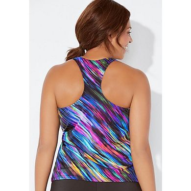 Swimsuits For All Women's Plus Size Chlorine Resistant Racerback Tankini Top