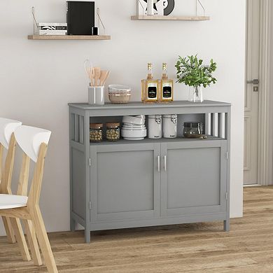 Kitchen Buffet Server Sideboard Storage Cabinet With 2 Doors And Shelf