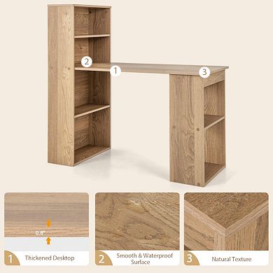 48 Inch Computer Desk With 4-tier Bookcase And cpu Stand