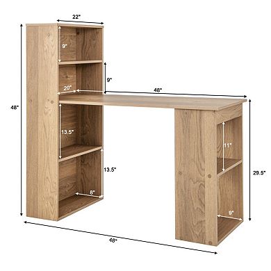 48 Inch Computer Desk With 4-tier Bookcase And cpu Stand