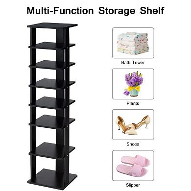 7-tiers Vertical Wooden Space Saving Shoe Rack For Front Door