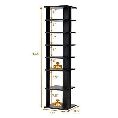 7-tiers Vertical Wooden Space Saving Shoe Rack For Front Door