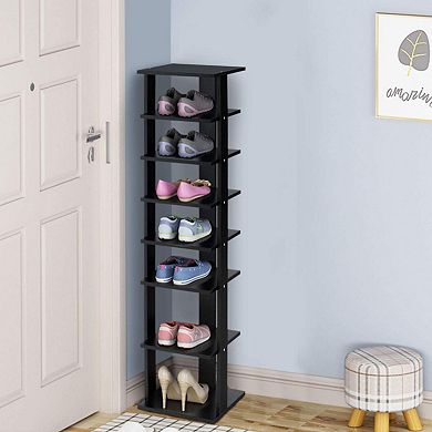 7-tiers Vertical Wooden Space Saving Shoe Rack For Front Door