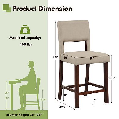 2 Piece Bar Chair Set With Hollowed Back And Rubber Wood Legs