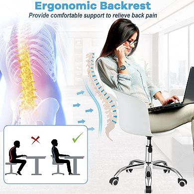 Set Of 2 Office Desk Chair With Ergonomic Backrest And Soft Padded Pu Leather Seat