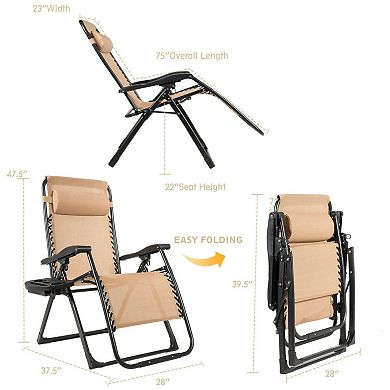 Oversize Lounge Chair With Cup Holder Of Heavy Duty For Outdoor