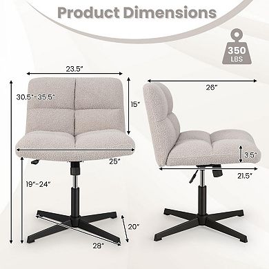 Office Armless Chair Cross Legged With Imitation Lamb Fleece And Adjustable Height