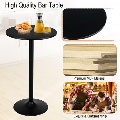 24 Inch Modern Style Round Cocktail Table With Metal Base And Mdf Top