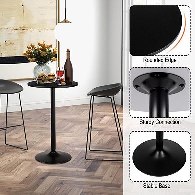 24 Inch Modern Style Round Cocktail Table With Metal Base And Mdf Top