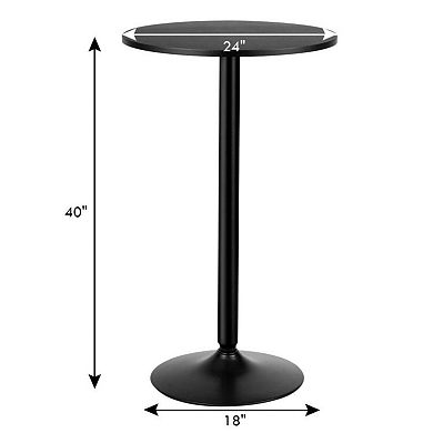 24 Inch Modern Style Round Cocktail Table With Metal Base And Mdf Top