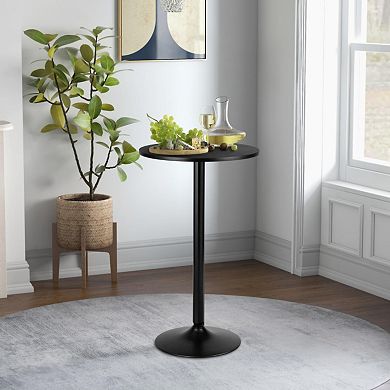 24 Inch Modern Style Round Cocktail Table With Metal Base And Mdf Top