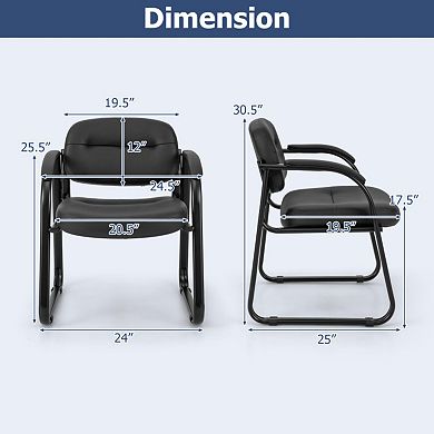 Waiting Room Chair Set Of 2 Reception Chairs With Sled Base And Padded Arm Rest