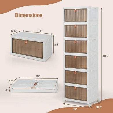 6-tier Stack able Plastic Storage Bins With Lids And Doors