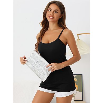 Womens Fit Camisole With Built In Bra Adjustable Spaghetti Strap Pajama Tank Tops