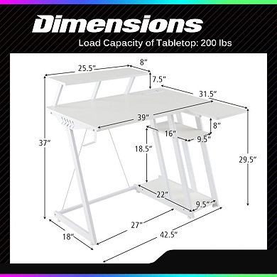 L Shaped Gaming Desk With Outlets And Usb Ports